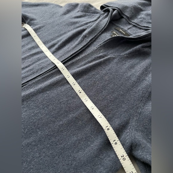 Tahari Hooded Cashmere Long Cardigan Sweater Coat Wrap Blue Womens M - Picture 12 of 17